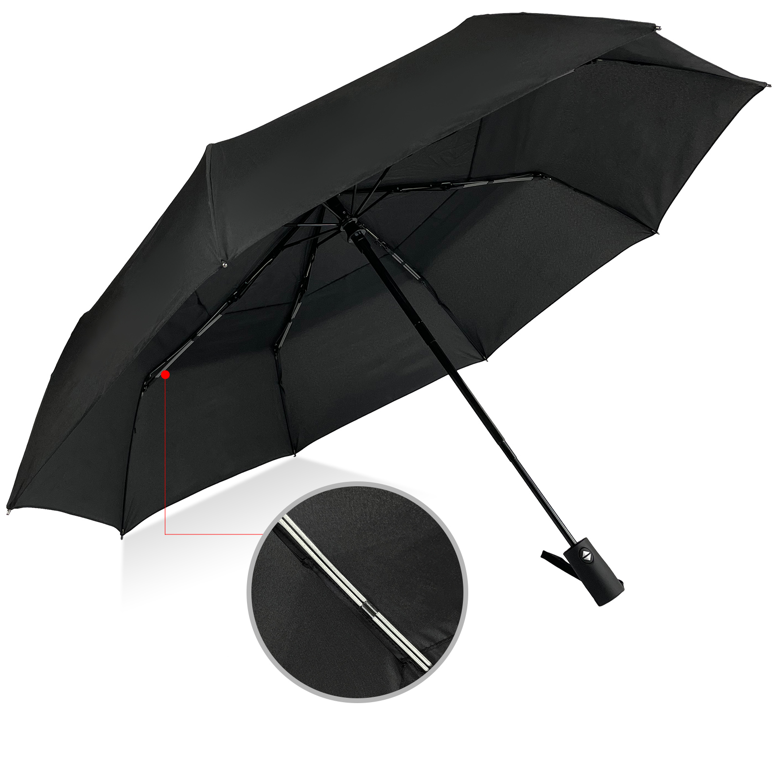 ผู้ผลิตร่มขายส่ง Amazon ขายดี 3 สามพับร่ม Dual Canopy Windproof Custom ร่มอัตโนมัติรูปภาพเด่น