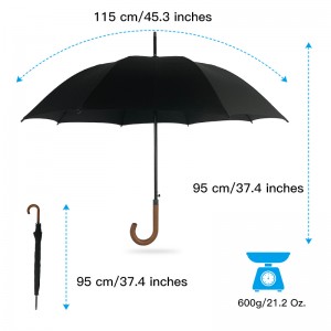 Cały biznesowy parasol J Drewniany uchwyt Prosty parasol z niestandardowym nadrukiem logo
