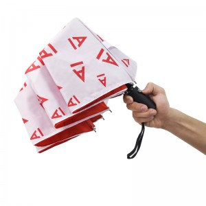 Cetakan penuh cina automactic double layer custom payung mudah alih 3 lipatan payung