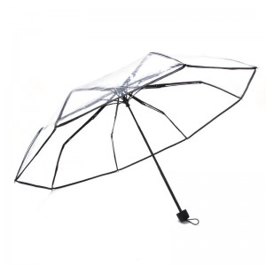 Wholesale custom LOGO clear umbrella transparent 3 folding umbrella