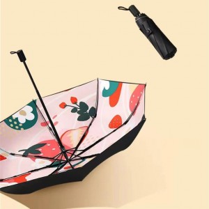 Para-sol automàtic de tres voltes amb cola negra parasol pluja paraigua plegable de doble ús de mida més gran-reforç gran