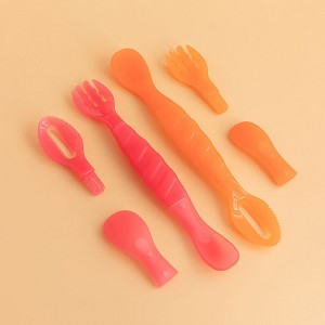 BABY Juego de cucharas multifuncionales para niños con cuchara de comida de doble cabeza