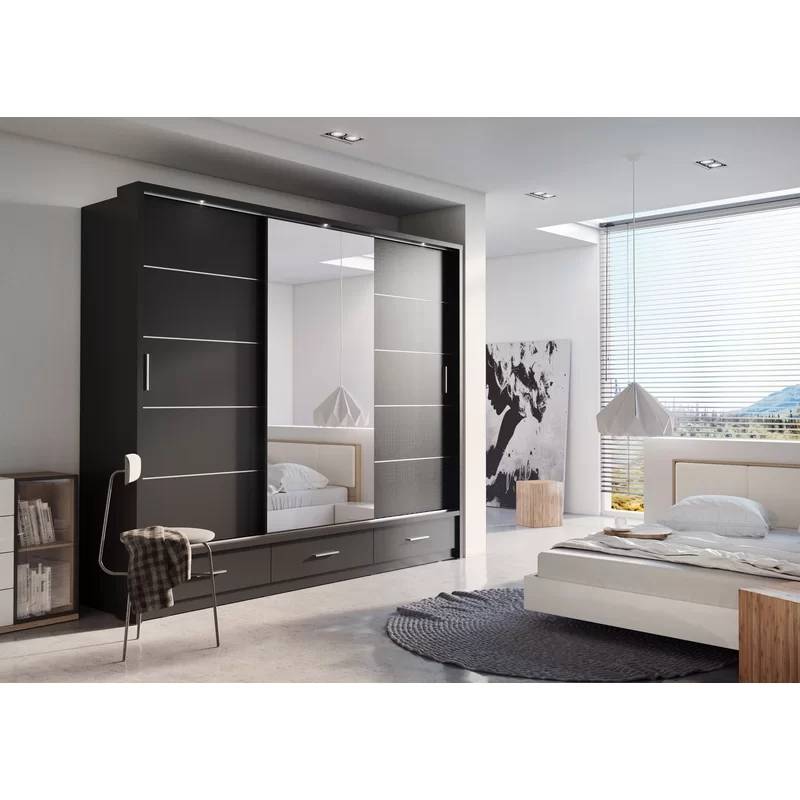 Modern Home Furniture Mirror Sliding Door Storage bedroom Wardrobe