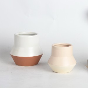 Two tone ceramic folwer pot, two tone ceramic flower planter