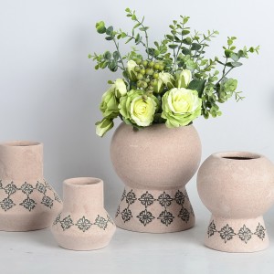 Painted stoneware vases