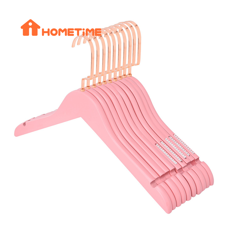 Pink Hanger Factory Lotus Wooden Clothes Hangers With Rose Gold Metal Hook