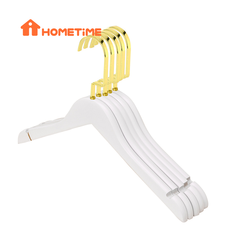 China White Hangers Factory White Kids Wooden Clothes Hangers Golden Hook