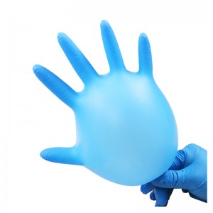 9″ a 12″ nitrilové rukavice modrej a bielej farby bez púdru