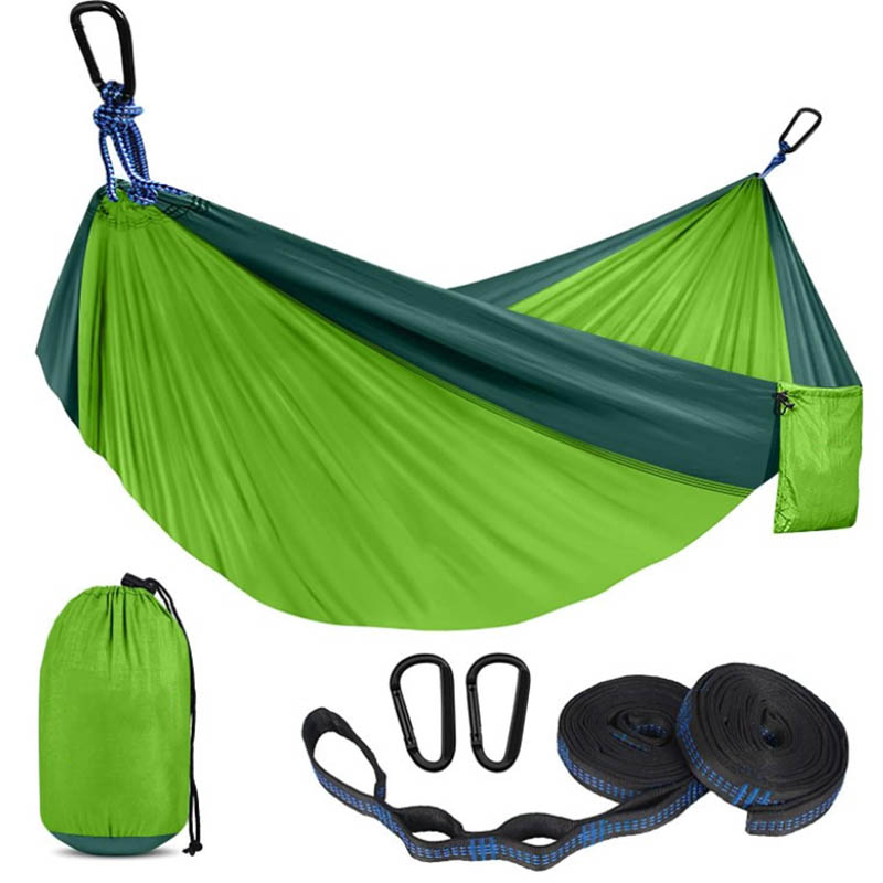 Grønn utendørs turgåing fallskjermhengekøye