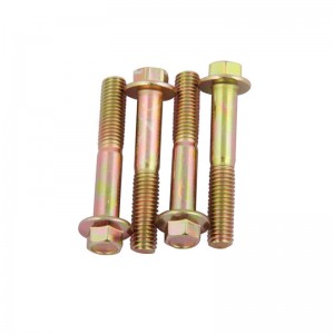 I-DIN6921 Flange Bolt Carbon Steel Yellow Zinc Plated Color Surface Ibanga 8.8 10.9 12.9