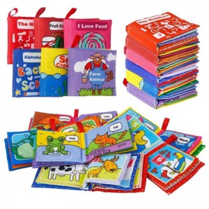 Libri di stoffa educativi precoci per bambini Libri di stoffa morbida per neonati Libri pieghettati – Confezione da 6