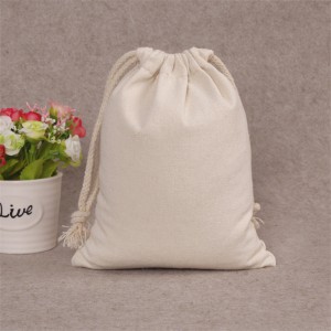 Cotton Drawstring Bag නැවත භාවිතා කළ හැකි නිෂ්පාදන බෑග්, සාප්පු සවාරි සහ ගබඩා කිරීම සඳහා ඇඳීම් සහිත මස්ලින් බෑග්, 100% ස්වභාවික කපු බෑග්