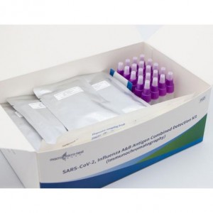 Ukuhlolwa Okusheshayo kwe-COVID-19, Flu A & Flu B Combo Kit (Igolide Elimhlophe)
