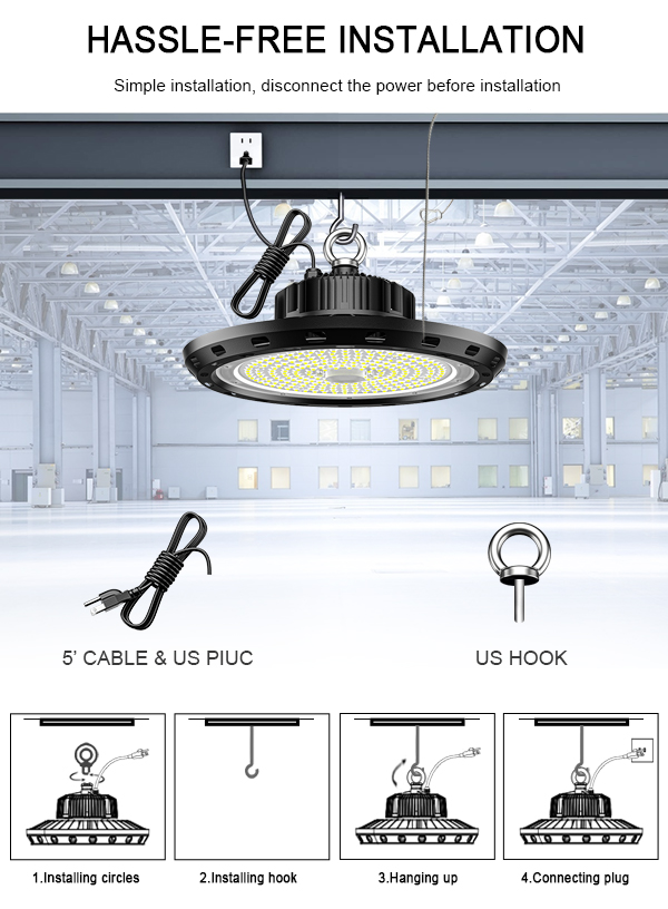 150W 200W UFO LED हाई बे लाइट IP65 गोदाम कार्यशाला वेट लो ((५) को लागि