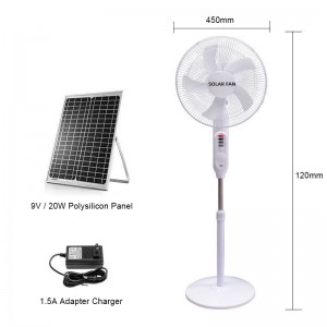 Direktang supply ng pabrika ng solar charging AC at DC dual-purpose solar circulating fan na nagcha-charge ng floor fan