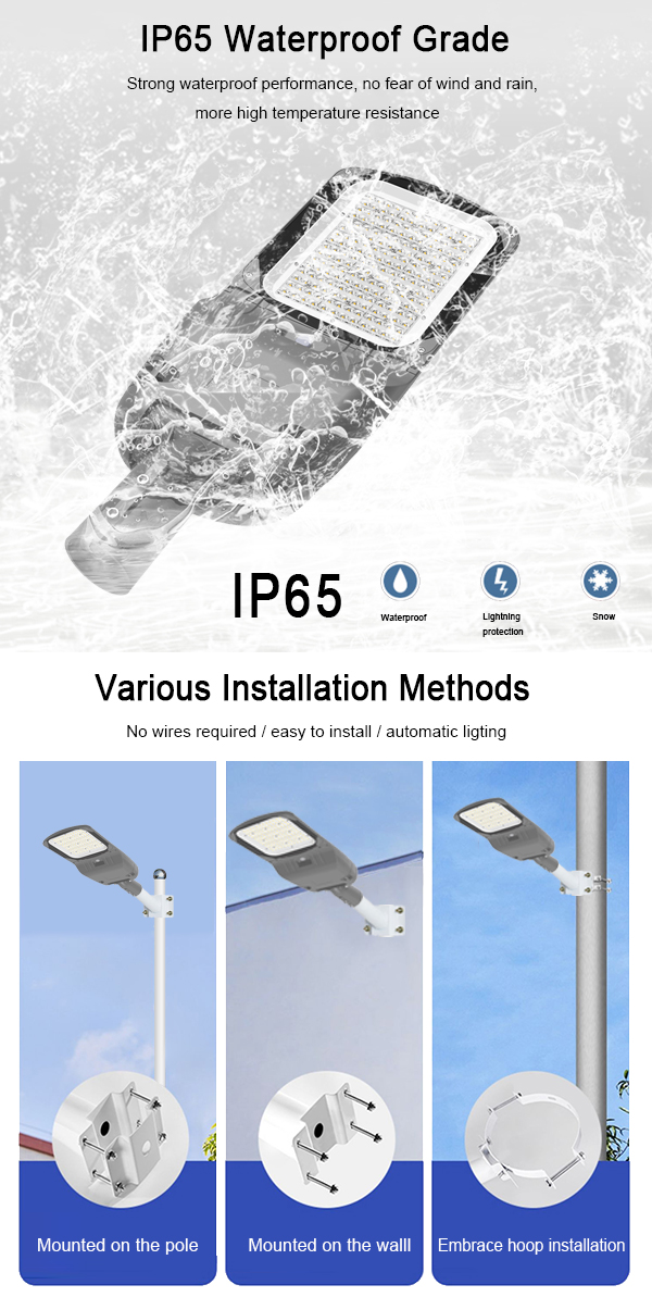 50W 100W 150W 200W LED מנורת רחוב חיצונית עם תפיסת אור (5)