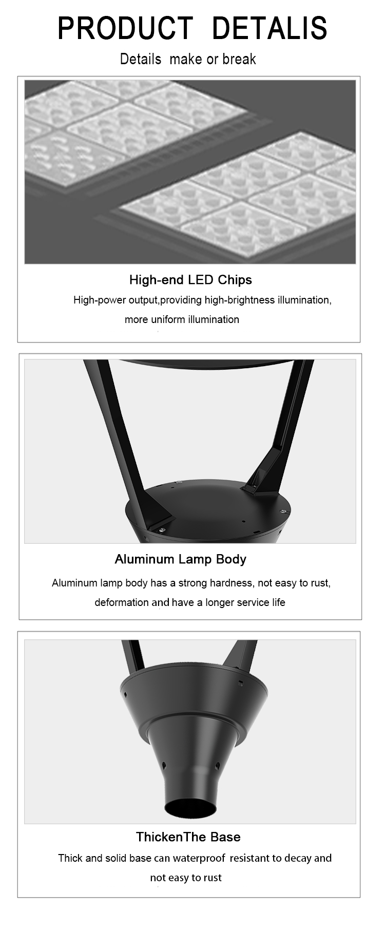 ИП65 водоотпорна округла алуминијумска 100В ЛЕД баштенска лампа (5)