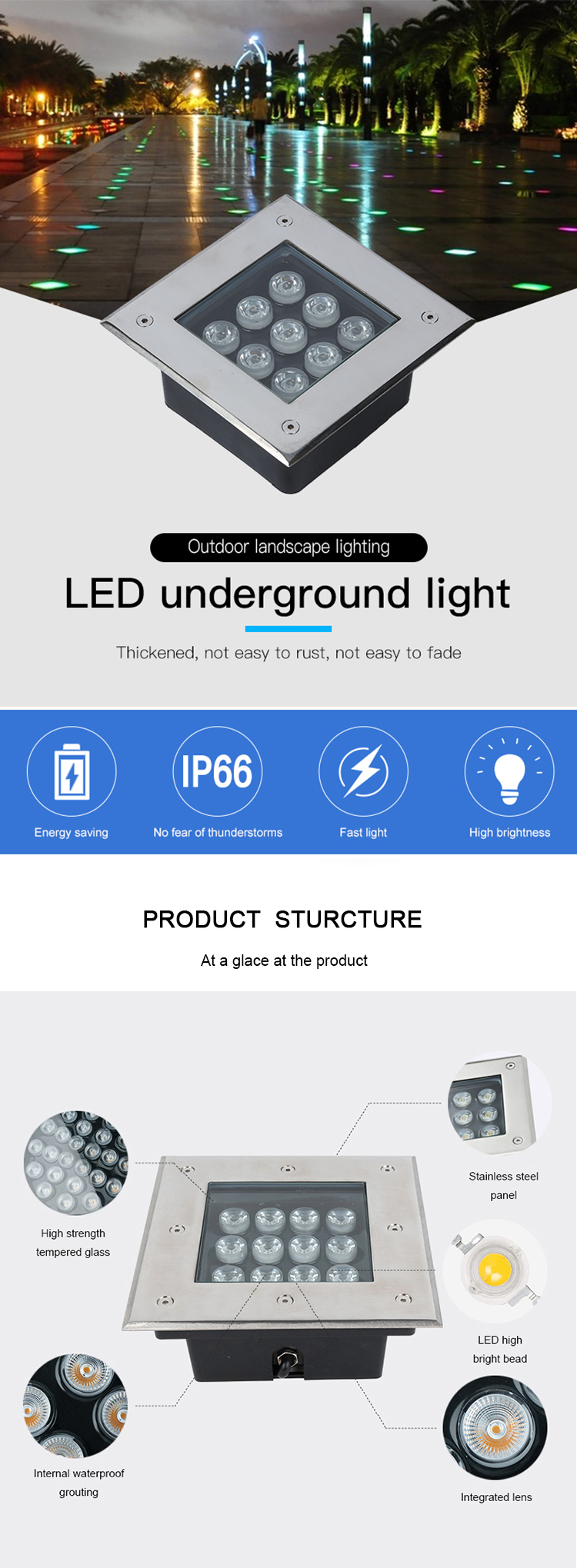Thay đổi màu RGB với Bộ điều khiển từ xa RF & Đèn LED dưới nước chống nước IP68 L (