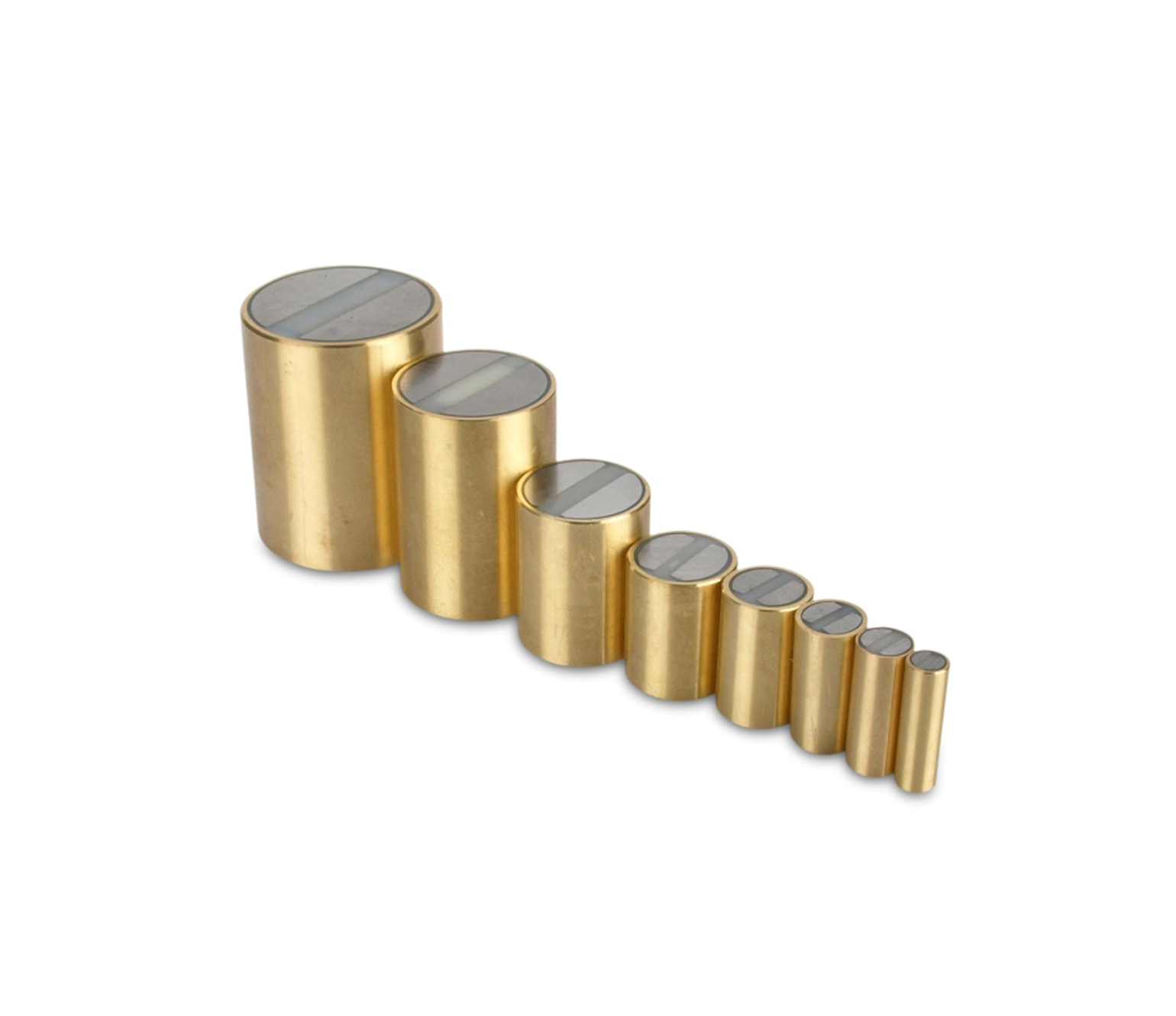 SmCo Cylindrical Bi-Pole Deep Blind Ended Magnets Brass Body nga adunay haom nga tolerance h6