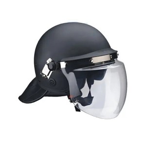 Topi keledar anti rusuhan hitam ABS dengan visor PC ARS02