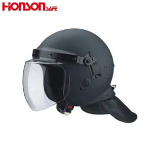 Topi keledar anti rusuhan hitam ABS dengan visor PC ARS02