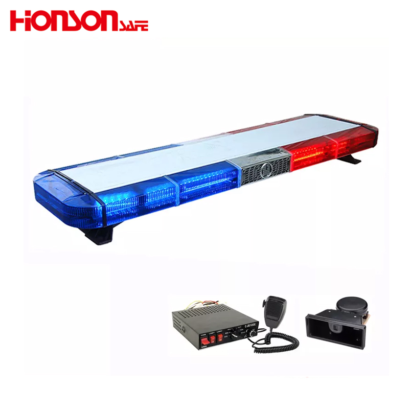 La barra de luces de tamaño completo estroboscópica intermitente de advertencia ámbar azul rojo blanco de buena calidad puede ser con altavoz HS8136 Imagen destacada