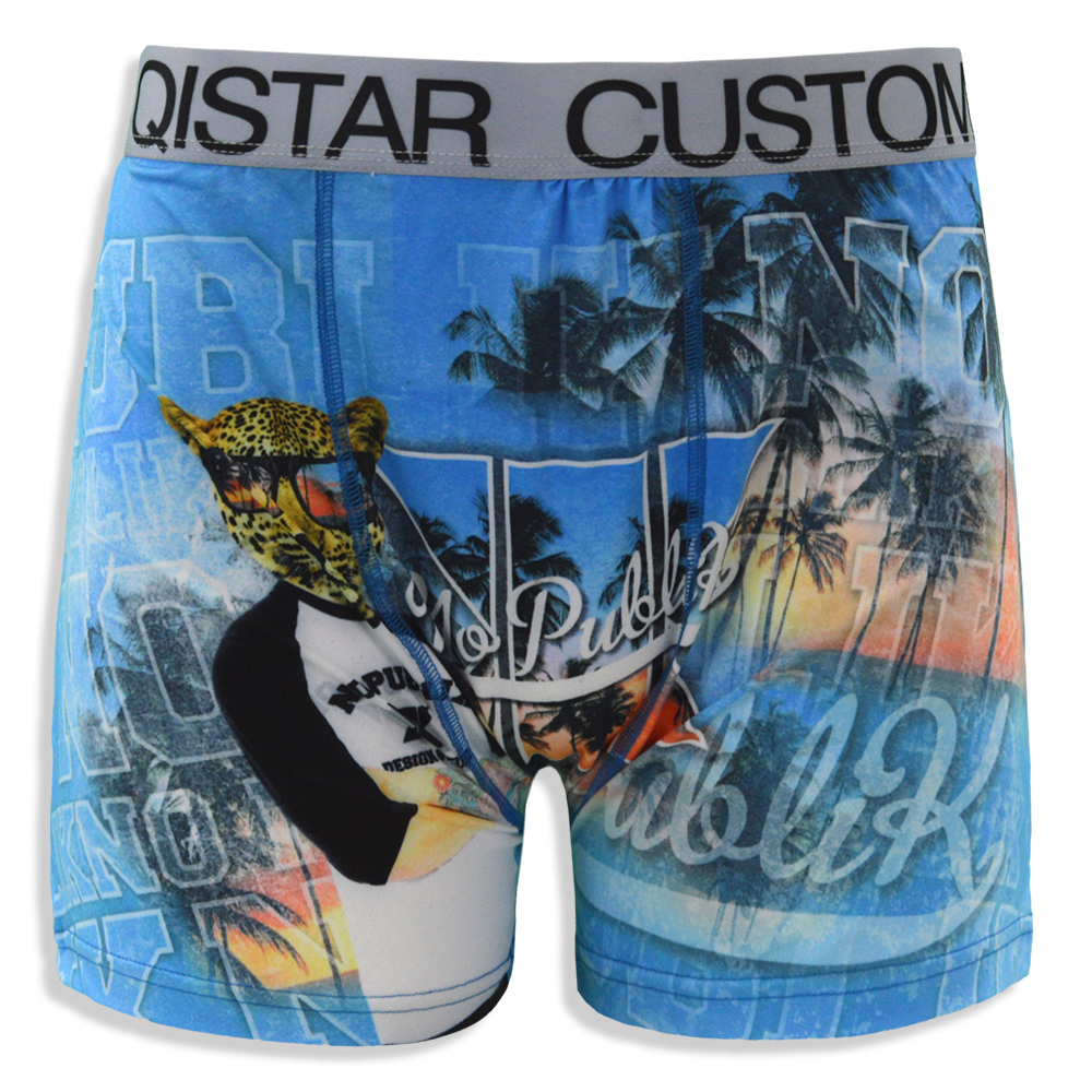 Custom Logo Boxer Brief Bulk Sublimation Print Polyester Spandex Underwear Shorts Featured Image