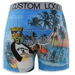 Custom Logo Boxer Brief Bulk Sublimation Print Polyester Spandex Underwear Shorts