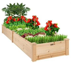 Jardinera elevada de madera al aire libre para jardín, para verduras, césped y patio
