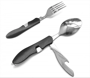 ສະແຕນເລດ folding pocket spoon fork ມີດ