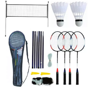 4 na manlalaro ng badminton racket set outdoor play badminton racket racket badminton net