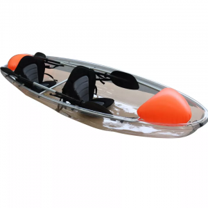 Double seater ocean crystal ລຸ່ມໂປ່ງໃສ kayak canoe ການຫາປາໂປ່ງໃສສໍາລັບ 2 ຄົນ
