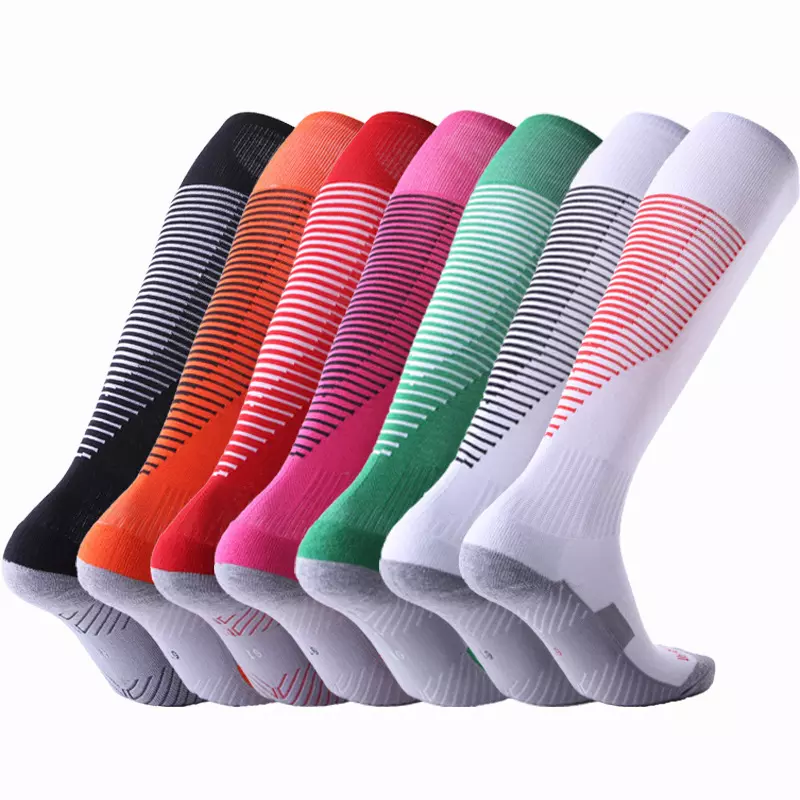 Модне памучне фудбалске фудбалске чарапе са прилагођеним логотипом до колена