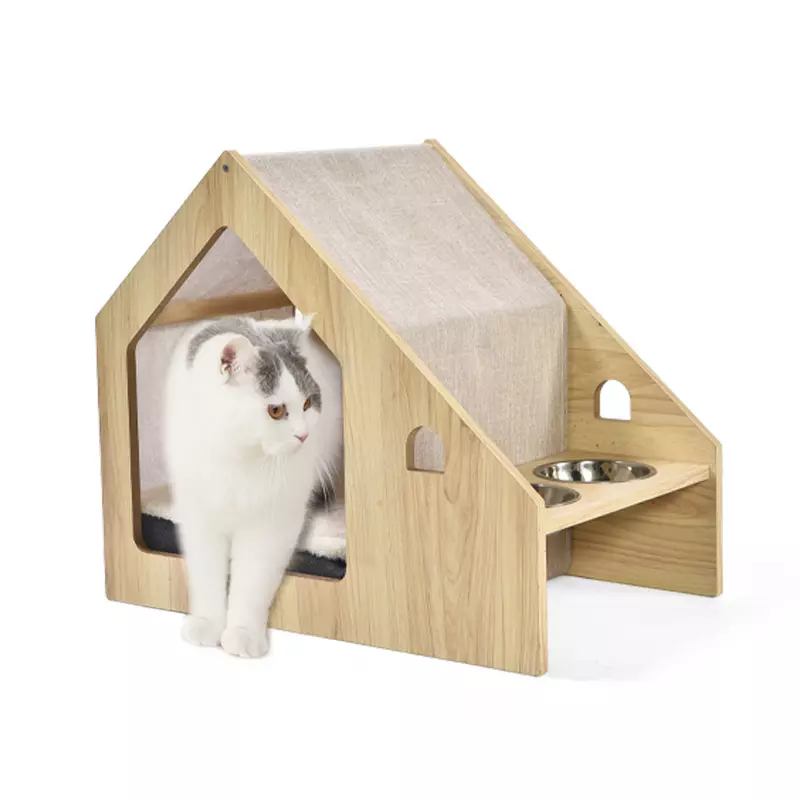 Malý domácí nábytek ve stylu psí boudy dřevěný domeček pro kočky