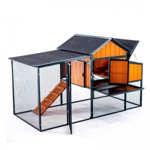 Casă de lux din lemn pentru animale de companie cu design de fermă de păsări de curte cu 2 etaje