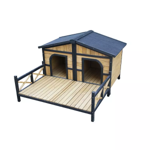 Velký venkovní luxusní domeček pro domácí mazlíčky s balkónovou dřevěnou klecí pro psy