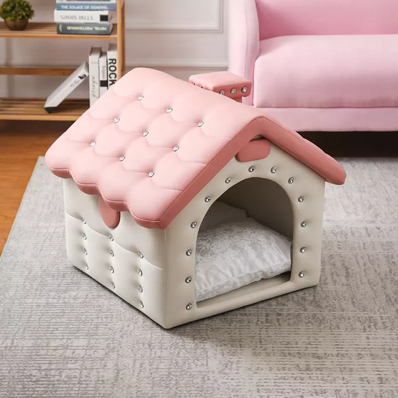 Diamond PU Pet House OEM le ODM Pet Leather Dog Sofa & Bed House