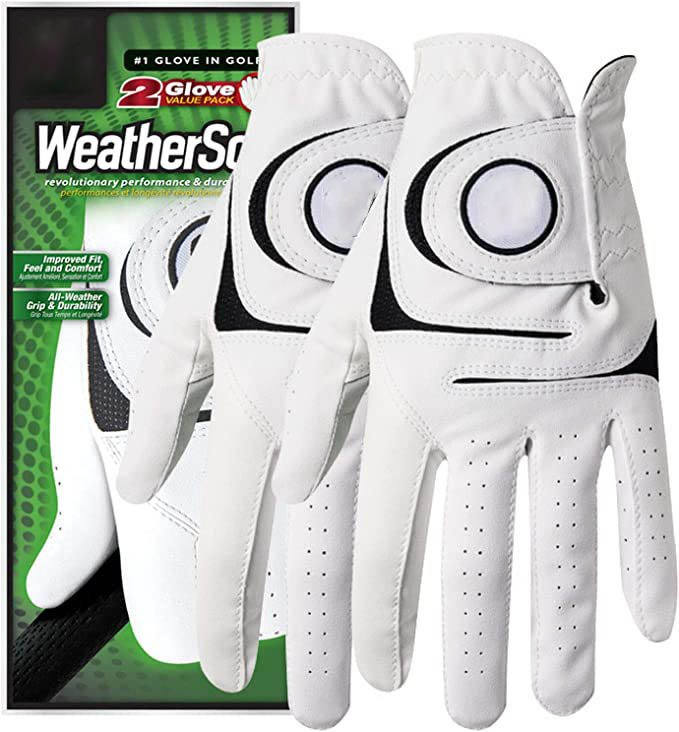 WeatherSof golfhandschoenen foar manlju, 2-pack (wyt)