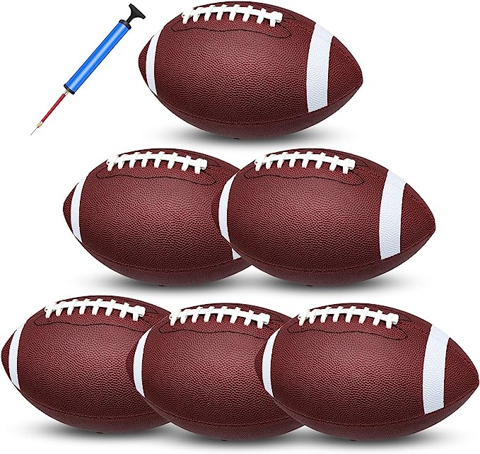 6 kompozitních kožených fotbalových míčů pro mládežnické americké fotbaly