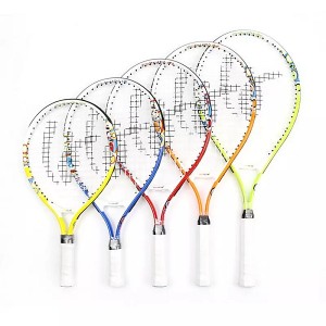 Ver imaxe máis grande Engadir para compararCompartir Raquetas de tenis de aluminio para nenos OEM por xunto de fábrica Raqueta de adestramento de habilidades de tenis para nenos tamaño 17 19 21 23 25 polgadas dispoñibles