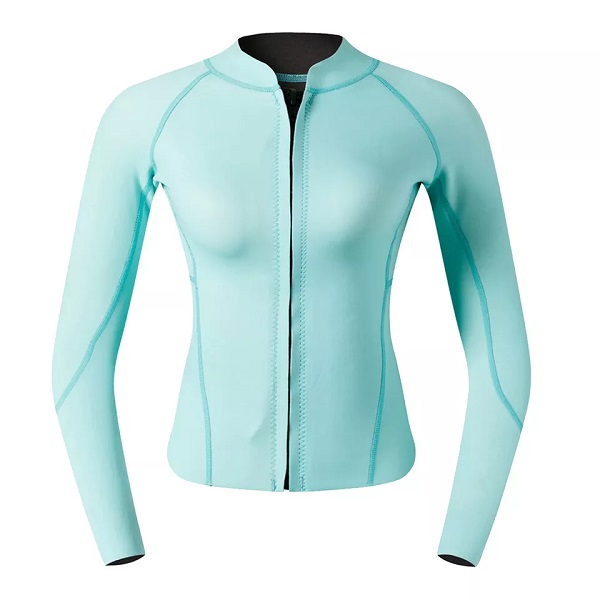 Neoprene Wetsuit 2mm කාන්තා Scuba Diving Thermal Wetsuit UV Protection Top Jacket Suit Cyan Wetsuits for water Sports