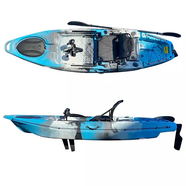 2022 kayak de pesca de mar para pescador dun só asento profesional, accionamento de pedal de pesca en kayak HDPE