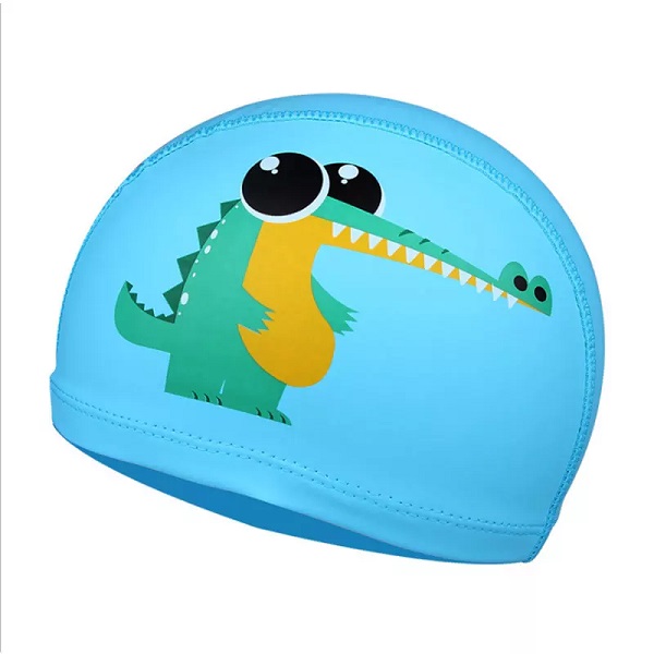 Јефтине цене шешир за пливање ПУ слој прилагођени узорак цртани пливачке капе за децу