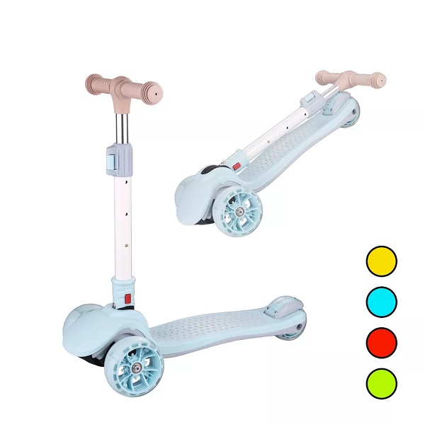 Skuter roda 3 PU berkedip khusus untuk anak-anak lipat mainan bayi skuter anak aluminium grosir