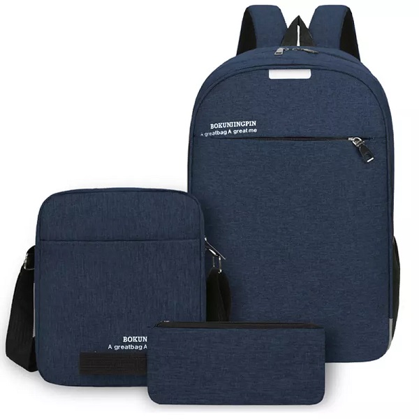 Multifunksjon Slitesterk ryggsekk for å reise Bagpack Herre Business ryggsekk sett 3 stk Laptop Daypack Bag med USB-lading Por
