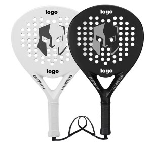Racket tat-tennis tal-personalità OEM racket tal-bajja sewda u bajda racket tal-fibra tal-karbonju
