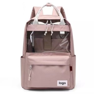 vlastní čirý pvc batoh pro ženy dívky voděodolné růžové barvy průhledné batohové tašky s přenosnou rukojetí