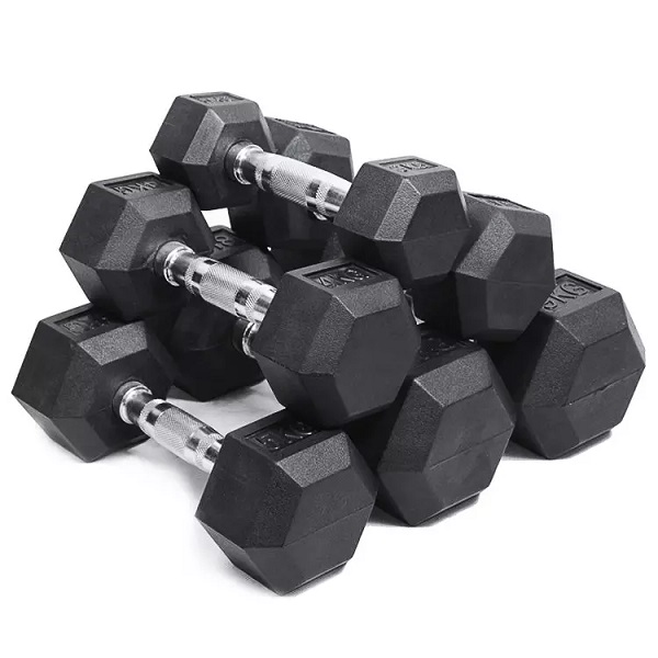 Factory Direct Sale Fitness Equipment Muscle Building Frije Gewichten Rubber Hex Dumbbells
