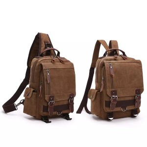 विंटेज सिंगल स्लिंग कॅनव्हास बॅग आणि पुरुषांच्या मोठ्या बॅकपॅकसाठी बॅकपॅक खांद्यावर बॅग पुरुष प्रवासी शाळेची बॅग