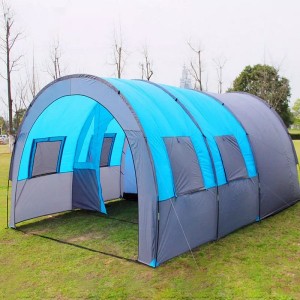 Tenda terowongan keluarga, tenda berkemah, tenda area besar, tempat tidur tahan angin luar ruangan, tenda terowongan 8 orang